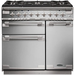 Rangemaster Elise 90 Dual Fuel Range Cooker White/Chrome Trim